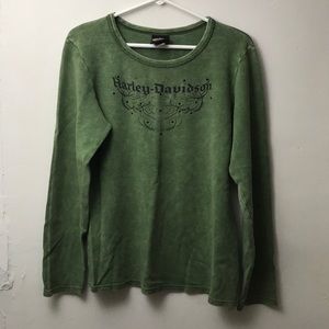 Long sleeve Harley Davidson shirt.